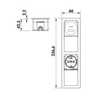 Naber VersaHit Mono Combi USB A/C, Einbausteckdosenelement, mit belgischer/französischer Steckdose