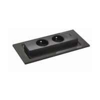 Naber Evoline® BackFlip USB C, mit belgischen/französischen Steckdosen, flächenbündig H 5 mm, Glas schwarz