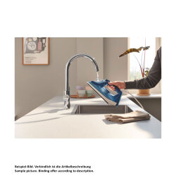 GROHE Küchenarmatur Blue Pure BauCurve C-Auslauf Starter Kit mit S-Size Filter Chrom