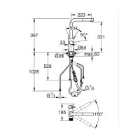 GROHE Küchenarmatur Blue Pure Minta herausziehbarem Mousseurauslauf
