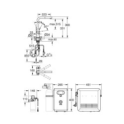 GROHE Küchenarmatur Blue Professional L-Auslauf herausziehbarem Mousseurauslauf EU velvet black