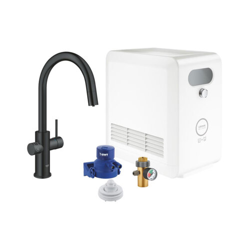 GROHE Küchenarmatur Blue Prof. C-Auslauf herausziehbarem Mousseurauslauf EU velvet black