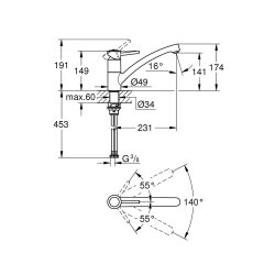 GROHE Küchenarmatur BauClassic flacher Auslauf Chrom
