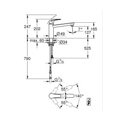 GROHE Küchenarmatur Eurosmart Küche mittelhoher Auslauf Niederdruck Chrom