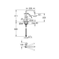 GROHE Küchenarmatur Eurosmart hoher U-Auslauf Vorfenstermontage Chrom