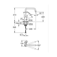GROHE Küchenarmatur Eurosmart Küche hoher U-Auslauf Matt Black