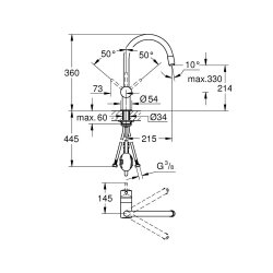 GROHE Küchenarmatur Minta C-Auslauf herausziehbarem Mousseurauslauf Chrom