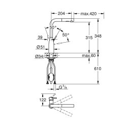GROHE Küchenarmatur Essence L-Auslauf Dualbrause