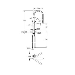 GROHE Küchenarmatur Essence New Profi-Brause Laminarstrahl