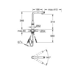 GROHE Küchenarmatur Essence SmartControl L-Auslauf...