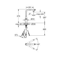 GROHE Küchenarmatur Essence SmartControl L-Auslauf Dualbrause