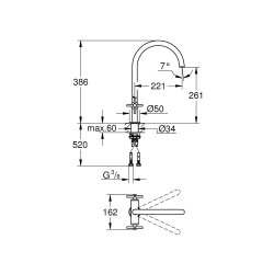 GROHE Küchenarmatur Atrio Zweigriff C-Auslauf