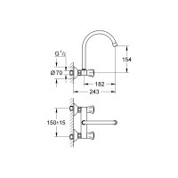 GROHE Küchenarmatur CostaWandmontage hoher Auslauf Chrom
