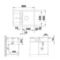 BLANCO Einbauspüle METRA 45 S Compact felsgrau -B-Ware-