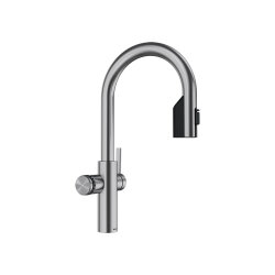 BLANCO Set Küchenarmatur CHOICE ICONA-C Auslauf Edelstahl gebürstet + Kühl- und Karbonisierungseinheit Choice.All