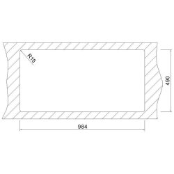 Oulin Einbauspüle OL0325 Vejle 340/180 BK1 BA (1000 x 506) 1 1/2 Becken rechts, Exzenterbetätigung -B-Ware-