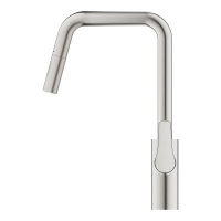 GROHE Eurosmart Einhandmischer Touch U-Auslauf Dualbrause Supersteel