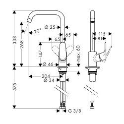 hansgrohe Küchenarmatur 260 Focus M41 Eco Smart