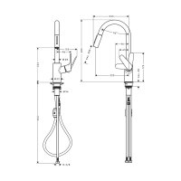 hansgrohe Küchenarmatur 240 Focus M41 Eco Smart ausziehbarer Schlauch mit Brausefunktion