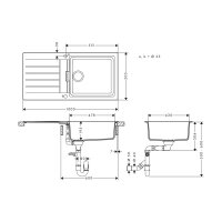 hansgrohe Einbauspüle S520-F480 Exzenterbedienung D-100 L