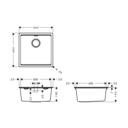 hansgrohe Einbaubecken S530-F400 Handbedienung