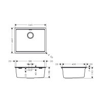 hansgrohe Einbaubecken S530-F500 Handbedienung