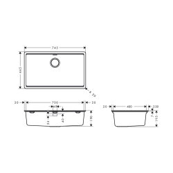 hansgrohe Einbaubecken S530-F700 Handbedienung