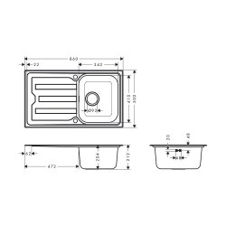 hansgrohe Einbauspüle S440-A342 79 Abtropffläche Edelstahl