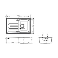 hansgrohe Einbauspüle S440-A342 79 Abtropffläche Edelstahl