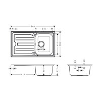 hansgrohe Einbauspüle S440-A342 79 Abtropffläche Edelstahl