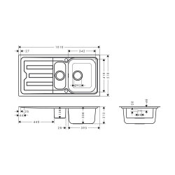 hansgrohe Einbauspüle S440-F517 100 Exzenterbedienung Edelstahl