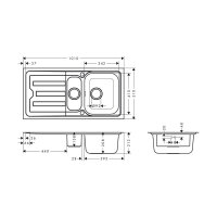 hansgrohe Einbauspüle S440-F517 100 Exzenterbedienung Edelstahl