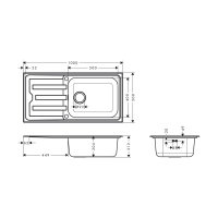 hansgrohe Einbauspüle S440-A500 100 Exzenterbedienung Edelstahl