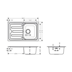 hansgrohe Einbauspüle S440-F342 79 Abtropffläche kurz Exzenterbedienung Edelstahl