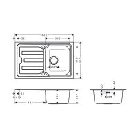 hansgrohe Einbauspüle S440-F342 79 Abtropffläche kurz Exzenterbedienung Edelstahl