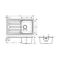 hansgrohe Einbauspüle S440-F342 86 Abtropffläche lang Exzenterbedienung Edelstahl