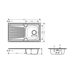 hansgrohe Einbauspüle S210-A342 86 Handbedienung Edelstahl