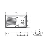 hansgrohe Einbauspüle S210-A342 86 Handbedienung Edelstahl