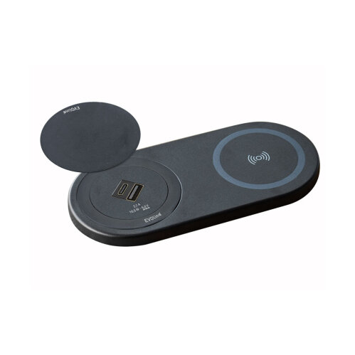 Evoline® One DisQ USB A+C Qi, Ladestation, mit belgischem/französischem Stecker, Schwarz matt