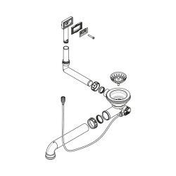 Naber Druckknopfexzentergarnitur, 3½" Siebkorbventil, für Einzelbecken, Schwarz