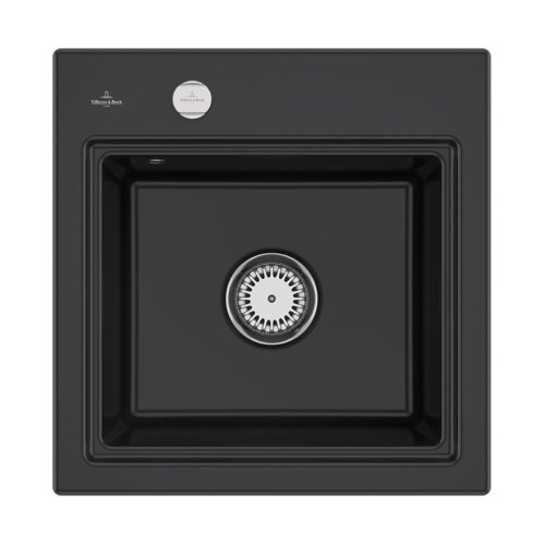 Villeroy & Boch Einbaubecken Subway Style 50 S Premiumline R7 Pure Black mit Excenterbetätigung und Abtropfgitter in Aluminium -NEUWERTIG- -NEUWERTIG-