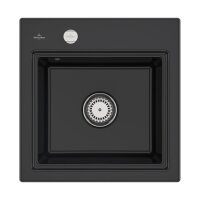 Villeroy & Boch Einbaubecken Subway Style 50 S Premiumline R7 Pure Black mit Excenterbetätigung und Abtropfgitter in Aluminium -NEUWERTIG- -NEUWERTIG-
