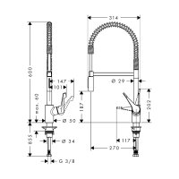 hansgrohe Küchenarmatur Cento XXL Flexauslauf mit Brausefunktion Chrom