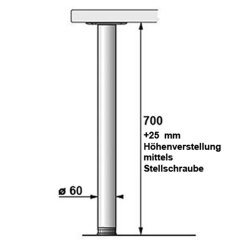 Stützfuß/Tischbein 700 mm hoch, D=60 mm,...