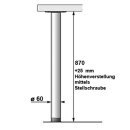 Stützfuß/Tischbein 870 mm hoch, D=60 mm, Edelstahl-Optik