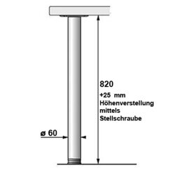 Stützfuß/Tischbein 820 mm hoch, D=60 mm,...