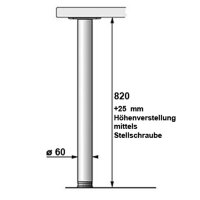Stützfuß/Tischbein 820 mm hoch, D=60 mm, Edelstahl-Optik