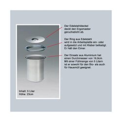 WESCO 060064-47 Einbau Abfallsammler Ergo-Master small, 5 Liter, Aluminium-Einsatz