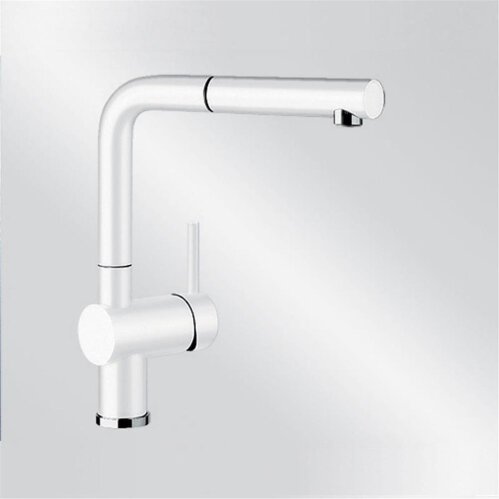 BLANCO Küchenarmatur LINUS-S, ausziehbarer Auslauf, SILGRANIT-Look weiß