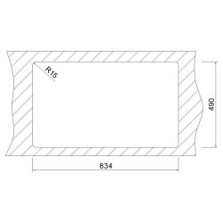 Oulin Einbauspüle OL0328 Vejle 400 BK1 BA (850 x 506 mm), Becken rechts
